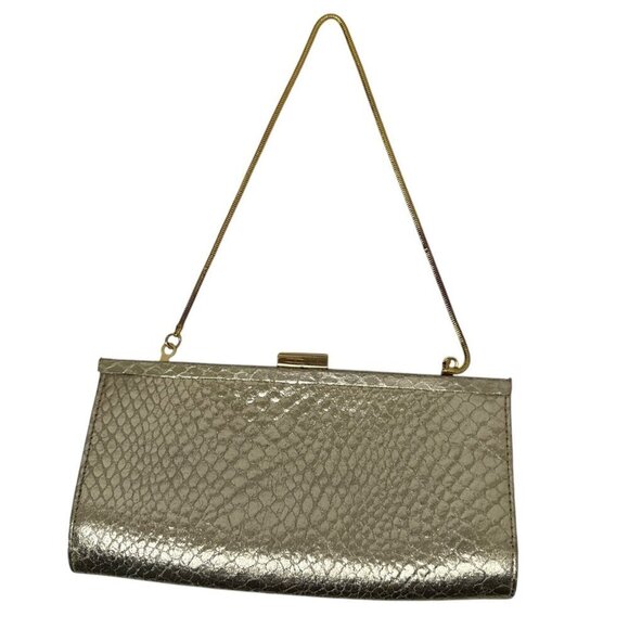STEVE MADDEN Evening Bag Gold Tone with Chain Clutch Handbag - Picture 2 of 13